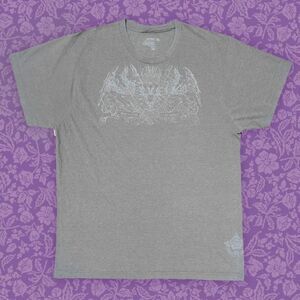 2000s Old Navy Grey Grunge Y2k Dragon Streetwear Graphic Tee | Size XXL